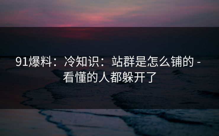 91爆料：冷知识：站群是怎么铺的 - 看懂的人都躲开了
